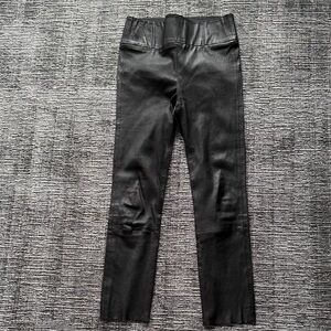 Women's Black Straight Leg Leather Pants